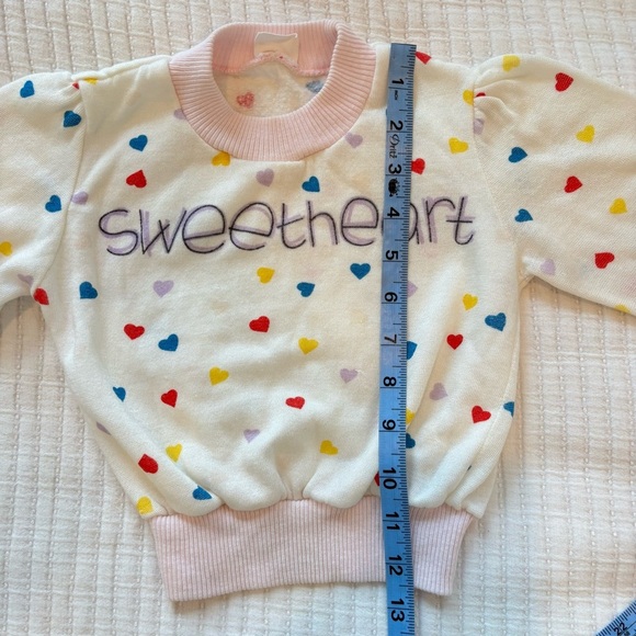Vintage 80's 90's Childs Sweetheart Knit Long Sleeve Sweater Rainbow Hearts 12 m - Picture 7 of 8